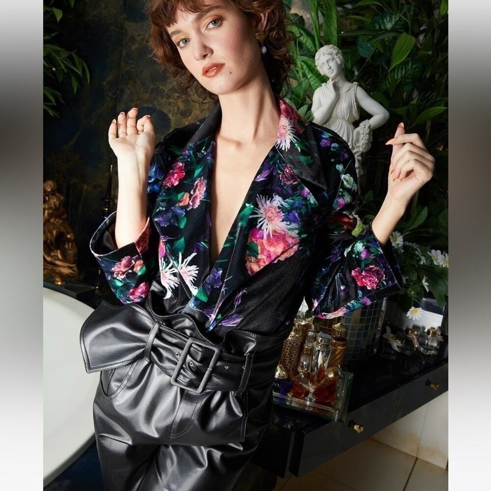 FETE IMPERIALE Paris Velvet floral bodysuit Aretha Hortense Fall 2019